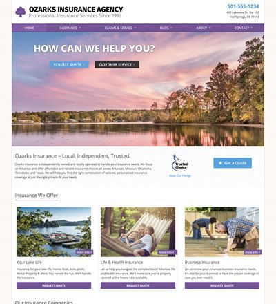 Screentshot of Ozarks Insurance website