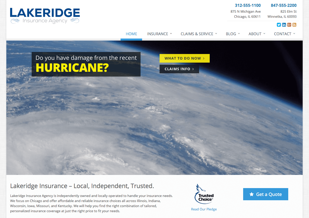 Hurricane homepage screenshot