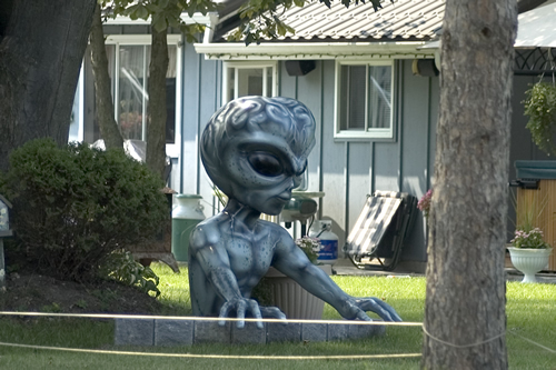 Photo of an alien in someone's yard