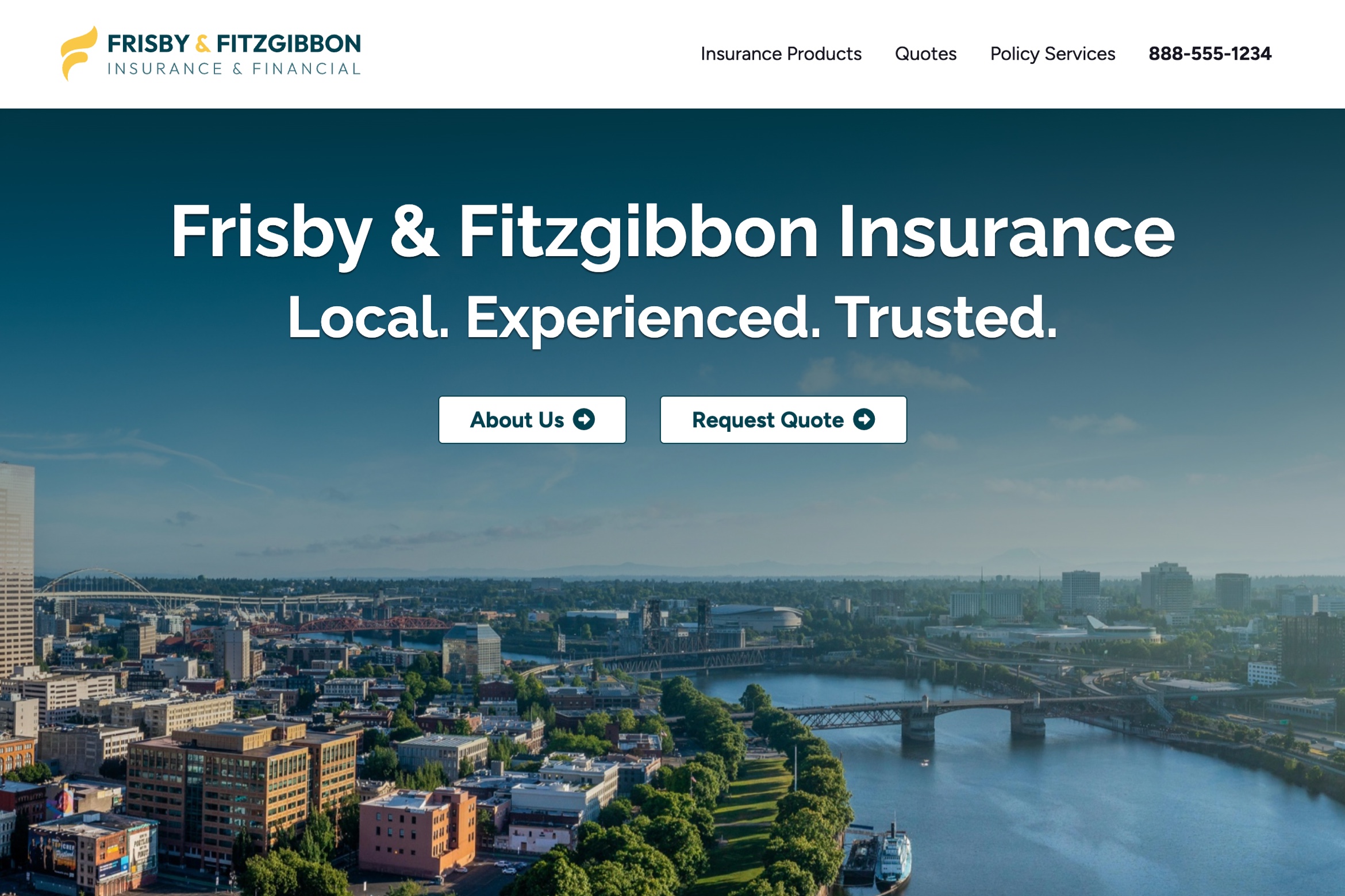Screentshot of Frisby & Fitzgibbon Insurance website