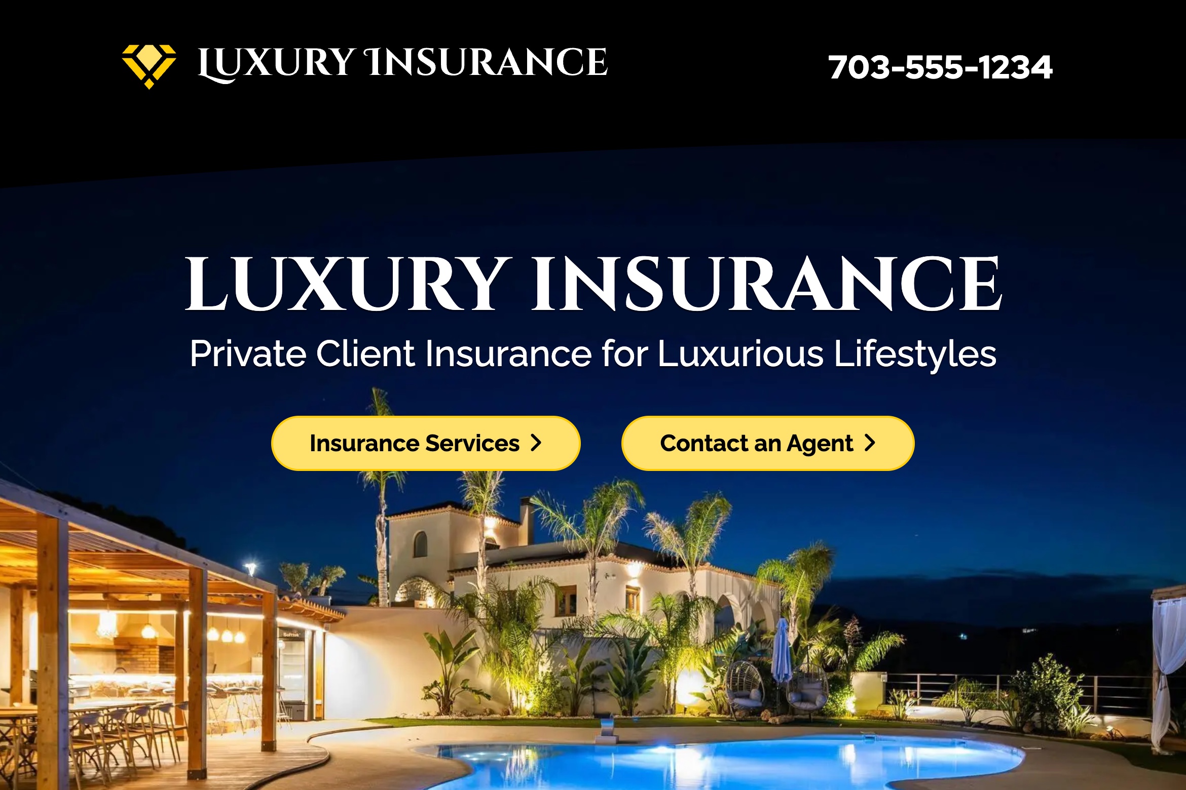 Screentshot of Luxury Insurance website