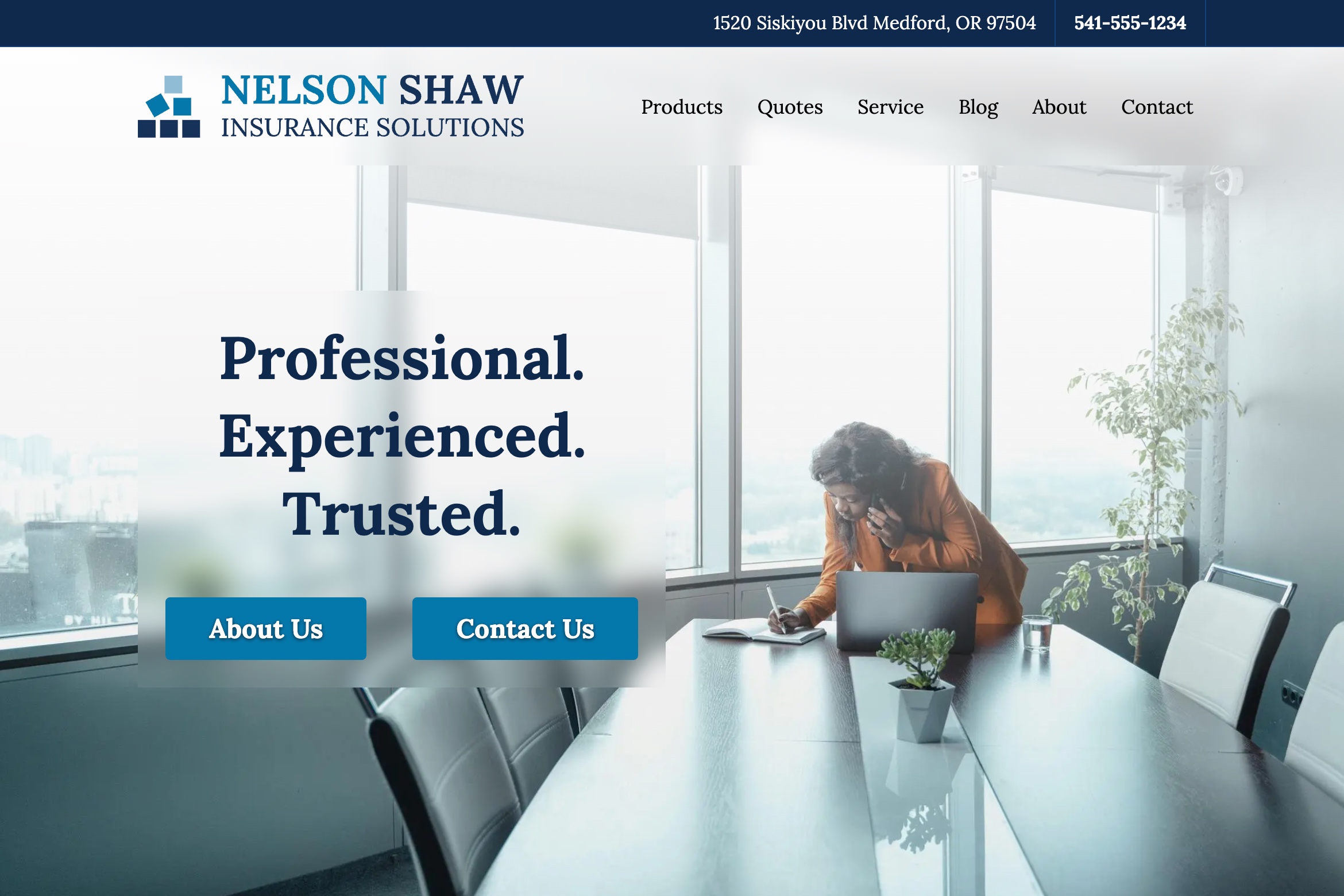 Screentshot of Nelson Insurance website