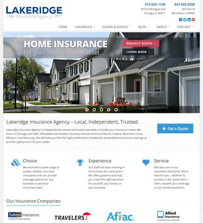 Screentshot of Lakeridge Insurance website