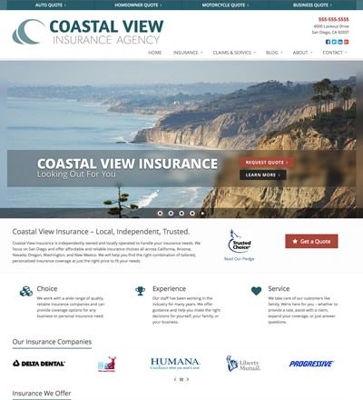 Screentshot of Coastal View Insurance website