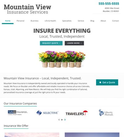 Screentshot of Mountain View Insurance website