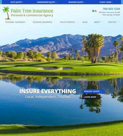 Screentshot of Palm Tree Insurance website