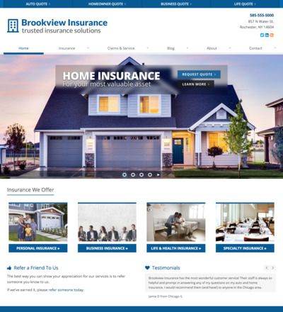 Screentshot of Brookview Insurance website