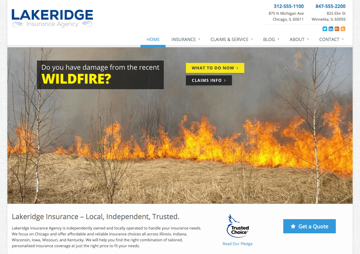 Wildfire homepage screenshot